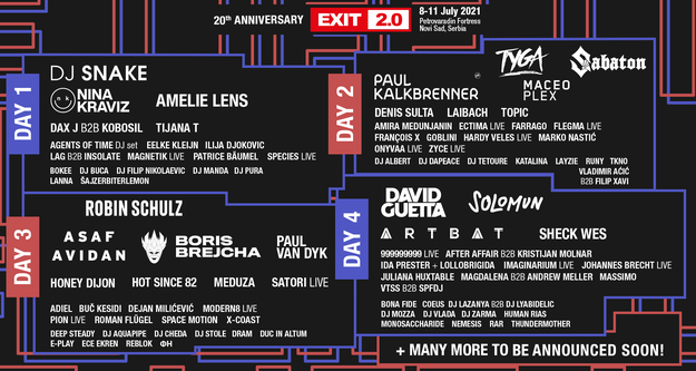 EXIT Festival 2021: Komplettes Lineup für mts Dance Arena, No Sleep Novi Sad und Urban Bug veröffentlicht